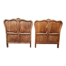 Load image into Gallery viewer, Antique Quartersawn Tiger Oak Victorian Louis XIV Style French Twin Sized Headboards and Footboards - a Pair