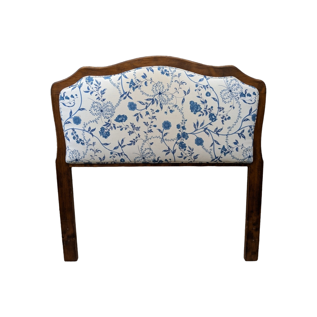 Blue and White Upholstered Twin Headboard