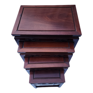 Vintage Rosewood Asian Chinese Nesting Tables - Set of 4