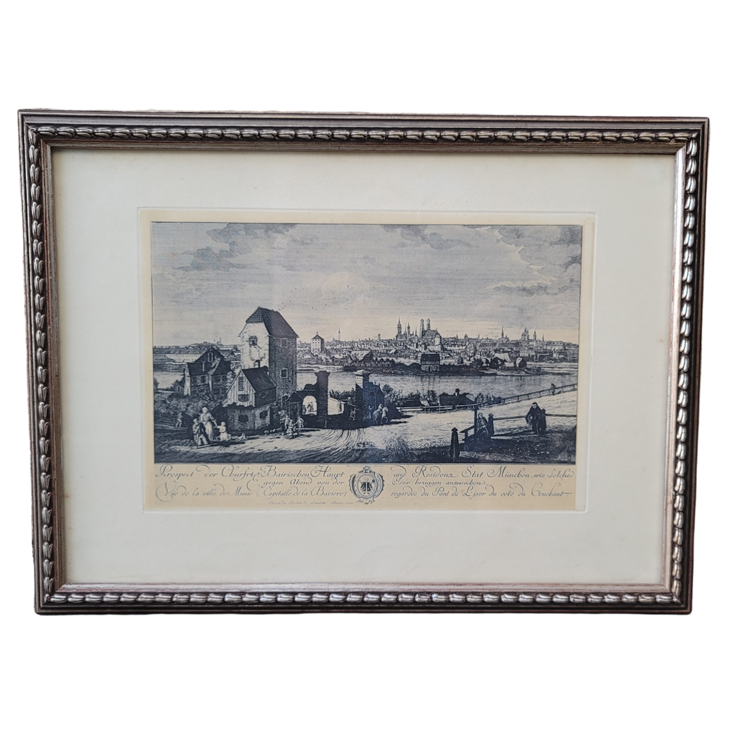 COMING SOON - Late 19th Century View of the City of Munich Etching, Framed