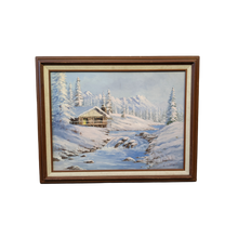 Load image into Gallery viewer, COMING SOON - Late 20th Century &quot;Riverside Cabin in the Foothills in the Winter&quot; Original Painting by G. Clapper, Framed