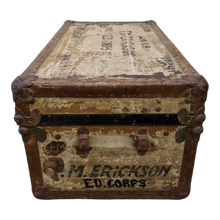 Load image into Gallery viewer, Antique Education Corps Foot Locker Chest