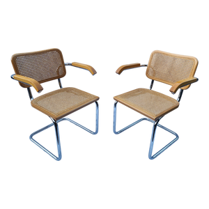 Vintage Cesca Style Cantilever Armchairs - a Pair