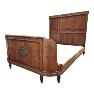 SOLD - Antique Quartersawn Oak Curved Footboard Full Sized Bed