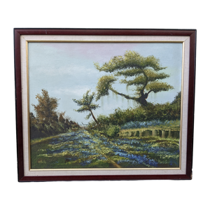 COMING SOON - Mid 20th Century "A Tree in a Wildflower Field" Painting, Framed