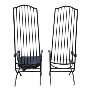 Vintage Bespoke High Back Hollywood Regency Outdoor Armchairs - a Pair