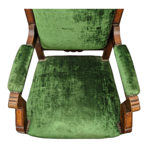 SOLD - Late 19th Century Antique Victorian Eastlake Armchair Upholstered In Emerald Green Velvet