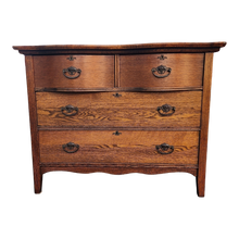 Load image into Gallery viewer, Antique Double Serpentine Front French Style Oak 2 Over 2 Dresser