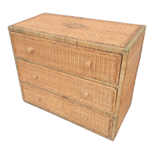Load image into Gallery viewer, Vintage Wicker 3-Drawer Chest
