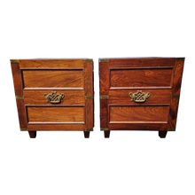 Load image into Gallery viewer, Vintage Anglo Indian Campaign Chest Nightstand End Tables - a Pair