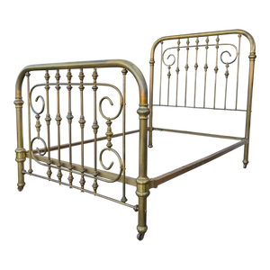 SOLD - Antique Patinated Brass Full Sized Bedframe