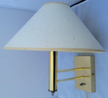 Load image into Gallery viewer, 1980s Vintage Brass Plated Wall Sconce With Natural Tone Empire Shade