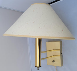 1980s Vintage Brass Plated Wall Sconce With Natural Tone Empire Shade