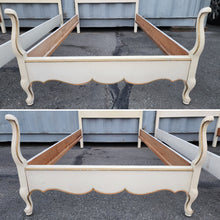 Load image into Gallery viewer, Vintage French Provincial Twin Sized Beds In Cream White And Gold - a Pair