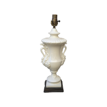 Load image into Gallery viewer, Vintage White Ceramic Swan Handled Urn Lamp