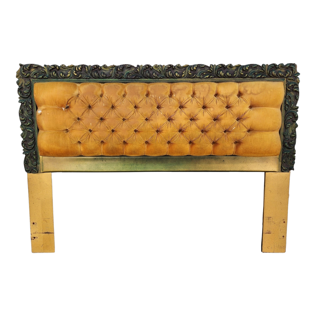 Vintage Roccoco Style Upholstered Full Sized Headboard