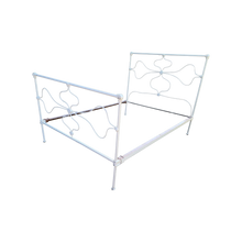 Load image into Gallery viewer, Antique Full-Sized Cast Iron Chippy White Cottagecore Bedframe