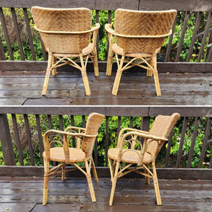 Vintage Woven Wicker Dining Chairs by Calif-Asia - Set of 6