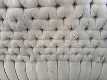 Load image into Gallery viewer, SOLD - Vintage 1940s French Provincial Louis XVI Style Green Shantung Silk Upholstered Tufted Headboard