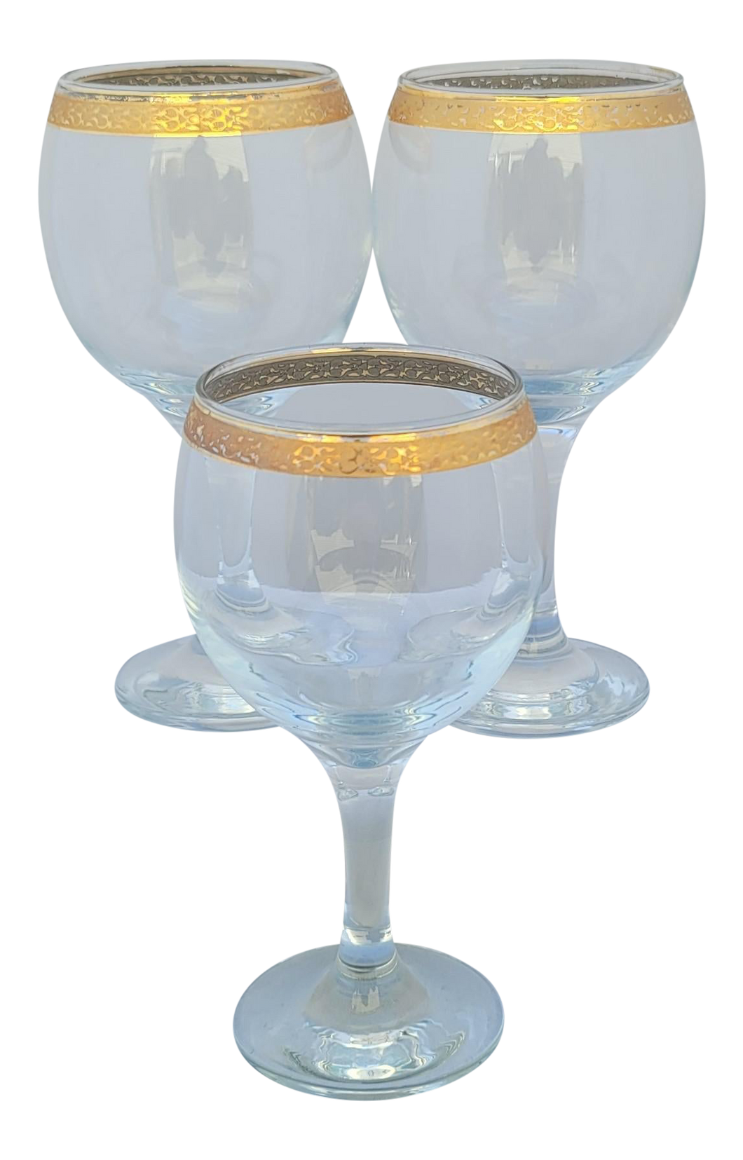 Vintage 1950s Circleware Crystal Classique Gold Rimmed Wine