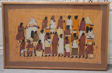 Load image into Gallery viewer, Vintage 1970s Dutch Wax Batik African Figural Scene Textile Art Framed Fabric Remnant