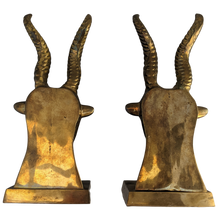 Load image into Gallery viewer, SOLD - Vintage 1970s Patinated Brass Gazelle Bust Bookends - a Pair
