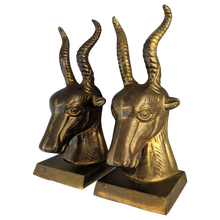 Load image into Gallery viewer, ON HOLD - Vintage 1970s Patinated Brass Gazelle Bust Bookends - a Pair