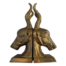 Load image into Gallery viewer, SOLD - Vintage 1970s Patinated Brass Gazelle Bust Bookends - a Pair
