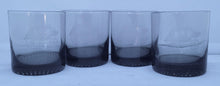 Load image into Gallery viewer, Vintage 1970s Smoked Gray Stagecoach Lowball Rocks Whiskey Glasses - Set of 4