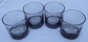 Vintage 1970s Smoked Gray Stagecoach Lowball Rocks Whiskey Glasses - Set of 4