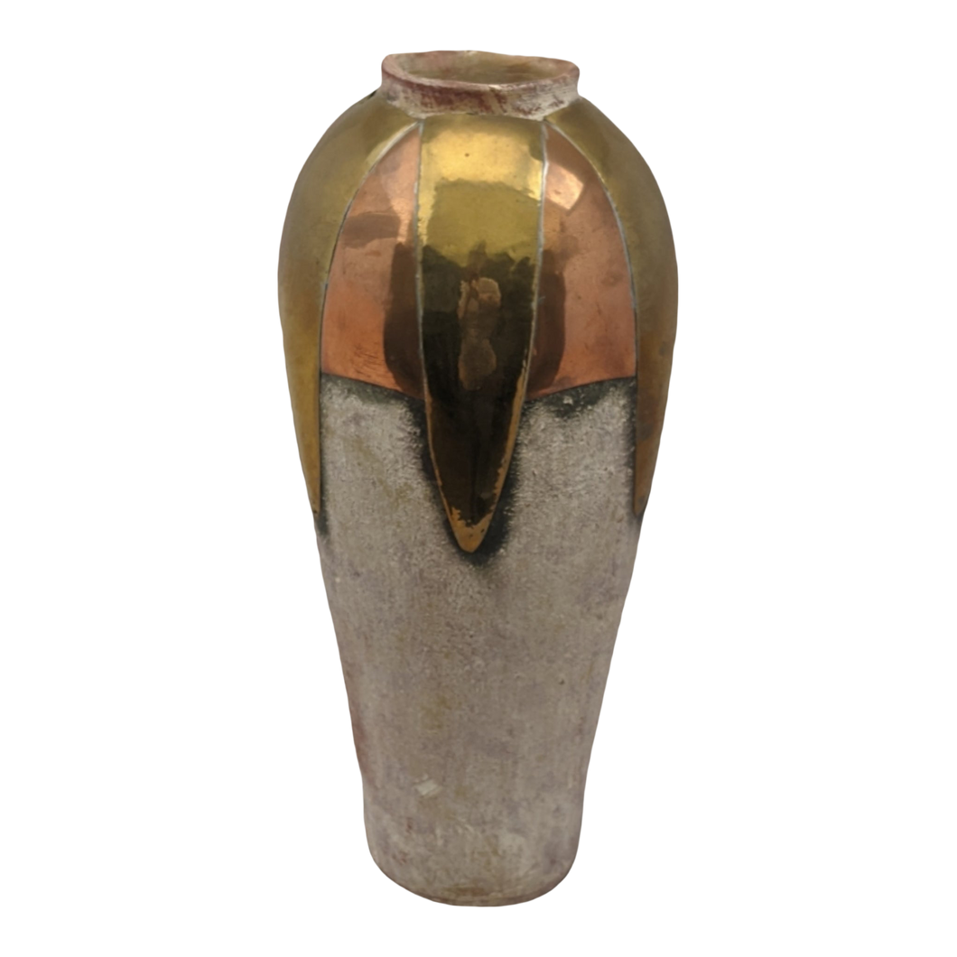 COMING SOON - Vintage Brass and Copper Clad Terra Cotta Amphora Reproduction Vase