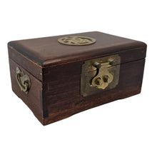 Load image into Gallery viewer, Vintage Brass Trimmed Wooden Chinese Jewelry Box