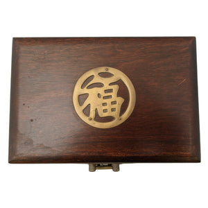 Vintage Brass Trimmed Wooden Chinese Jewelry Box