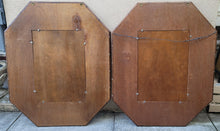 Load image into Gallery viewer, ON HOLD - Vintage Campaign Style Octagonal Burlwood and Carved Wood Faux Bamboo Mirrors - a Pair