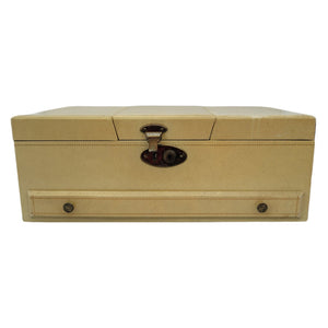 Vintage Cream Faux Leather Jewelry Box