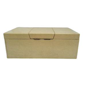 Vintage Cream Faux Leather Jewelry Box