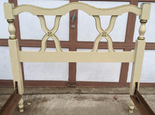 Load image into Gallery viewer, COMING SOON - Vintage French Provincial White and Gold Twin Bedframe With X Headboard