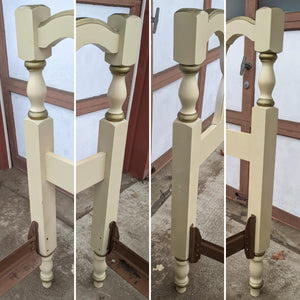 COMING SOON - Vintage French Provincial White and Gold Twin Bedframe With X Headboard