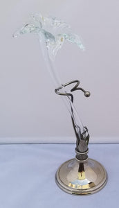Vintage Hand-Blown Glass Art Nouveau Style Lily Vase