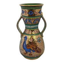 Load image into Gallery viewer, COMING SOON - Vintage Mid 20th Century Mario Sambuco Byzantine Style Bird Themed Vase, Deruta Italy