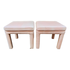SOLD - Vintage Pink Parsons Ottomans for Reupholstery - a Pair