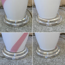 Load image into Gallery viewer, Vintage Pink Striped White Murano Glass Table Lamp
