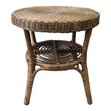 Load image into Gallery viewer, SOLD - Vintage Round Topped Woven Rattan and Bamboo Side Table