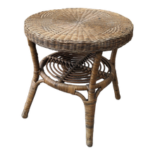 Load image into Gallery viewer, SOLD - Vintage Round Topped Woven Rattan and Bamboo Side Table