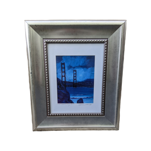 COMING SOON - Vintage San Francisco Golden Gate Bridge at Night Painting, Framed