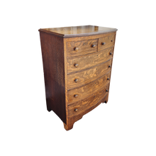Load image into Gallery viewer, Antique Bow Front Dark Brown Tiger Oak Tallboy Dresser