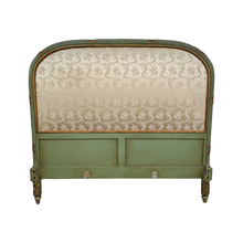 Load image into Gallery viewer, Vintage Gold-Accented Green Brocade Upholstered Full Size Headboard