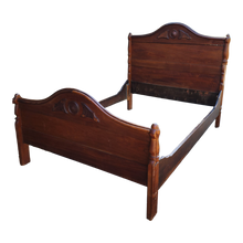 Load image into Gallery viewer, SOLD - Antique Victorian Era Empire Full-Sized Bed in Cherry Wood with Burled Walnut Accents