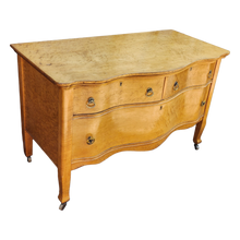 Load image into Gallery viewer, Vintage Birdseye Maple Lowboy 3 Drawer Serpentine Front Chest of Drawers Dresser