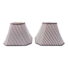 Load image into Gallery viewer, Vintage Black and White Striped Rectangular Tapered Lamp Shades - a Pair